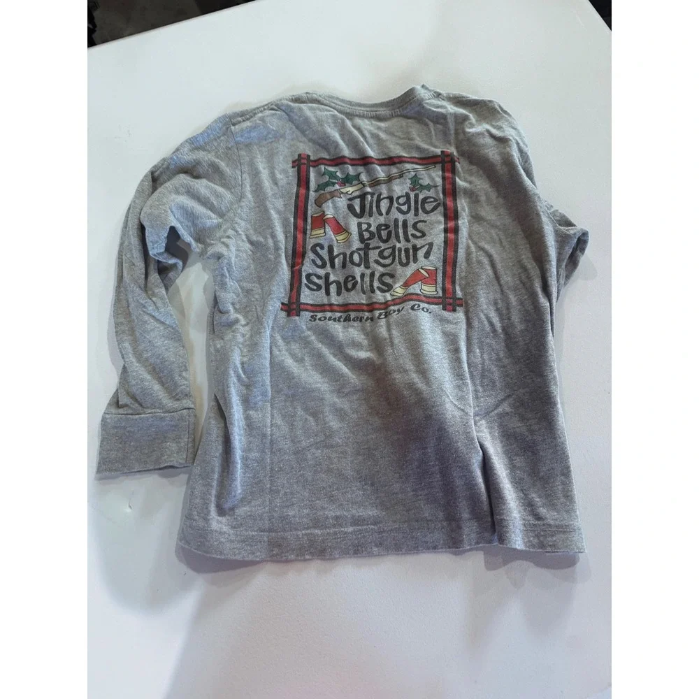 Southern Boy Co Kids Gray Jingle Bells Shotgun Shells Long Sleeve Shirt 6201